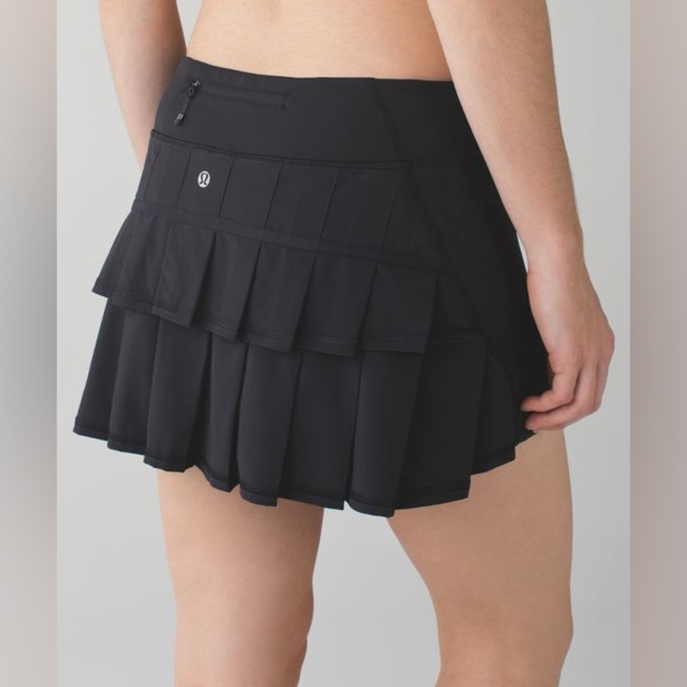 Lululemon Run Pace Setter Pleated Tennis Skort / Skirt Black Size 10